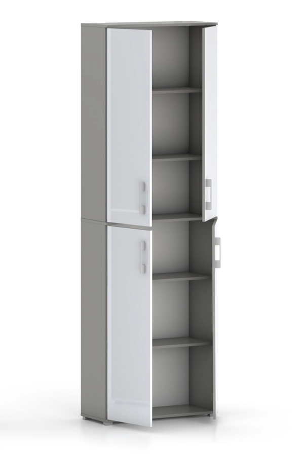 Szafa biurowa Pola 215 - 4D 60cm Szary Arktyczny z frontami w połysku